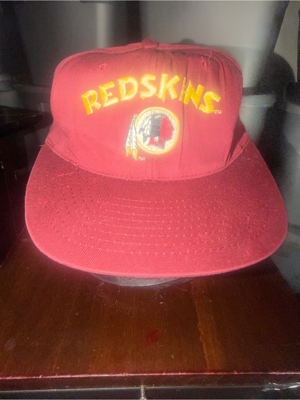 NFL WASHINGTON RED RED Burgundy Hat with Yellow Embroidered Team Name Logo(126)
